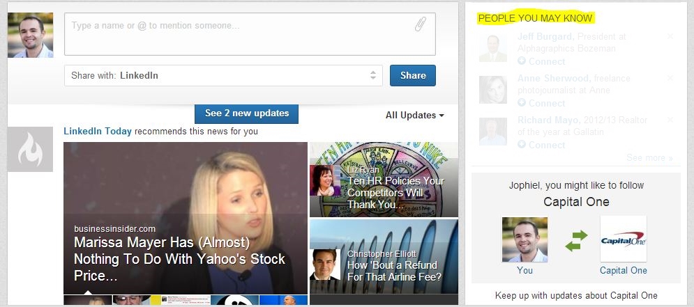 LinkedIn PEOPLE YOU MAY KNOW Link Box