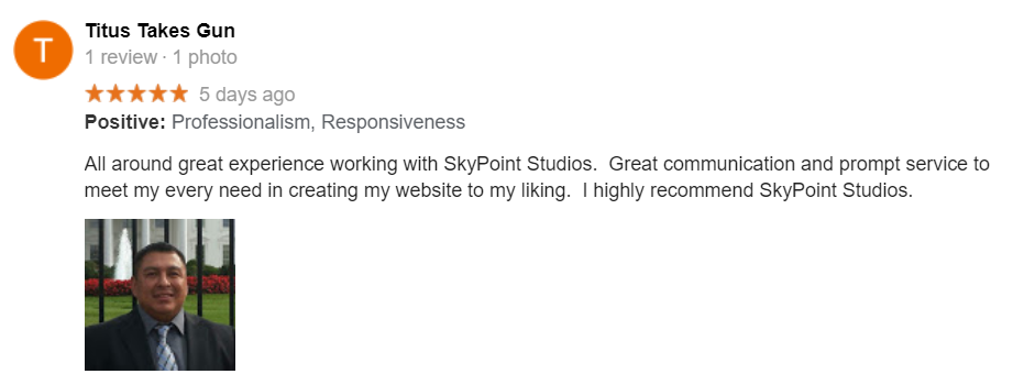 Titus Takes Gun review of SkyPoint Studios web design Billings MT