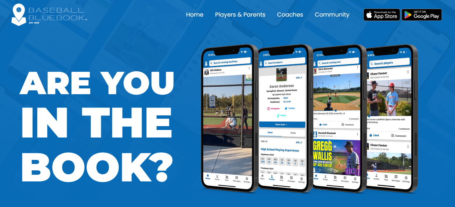 Baseball Bluebook website design by SkyPoint Studios