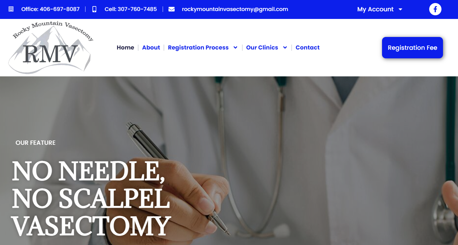 Rocky Mountain Vasectomy website design by SkyPoint Studios