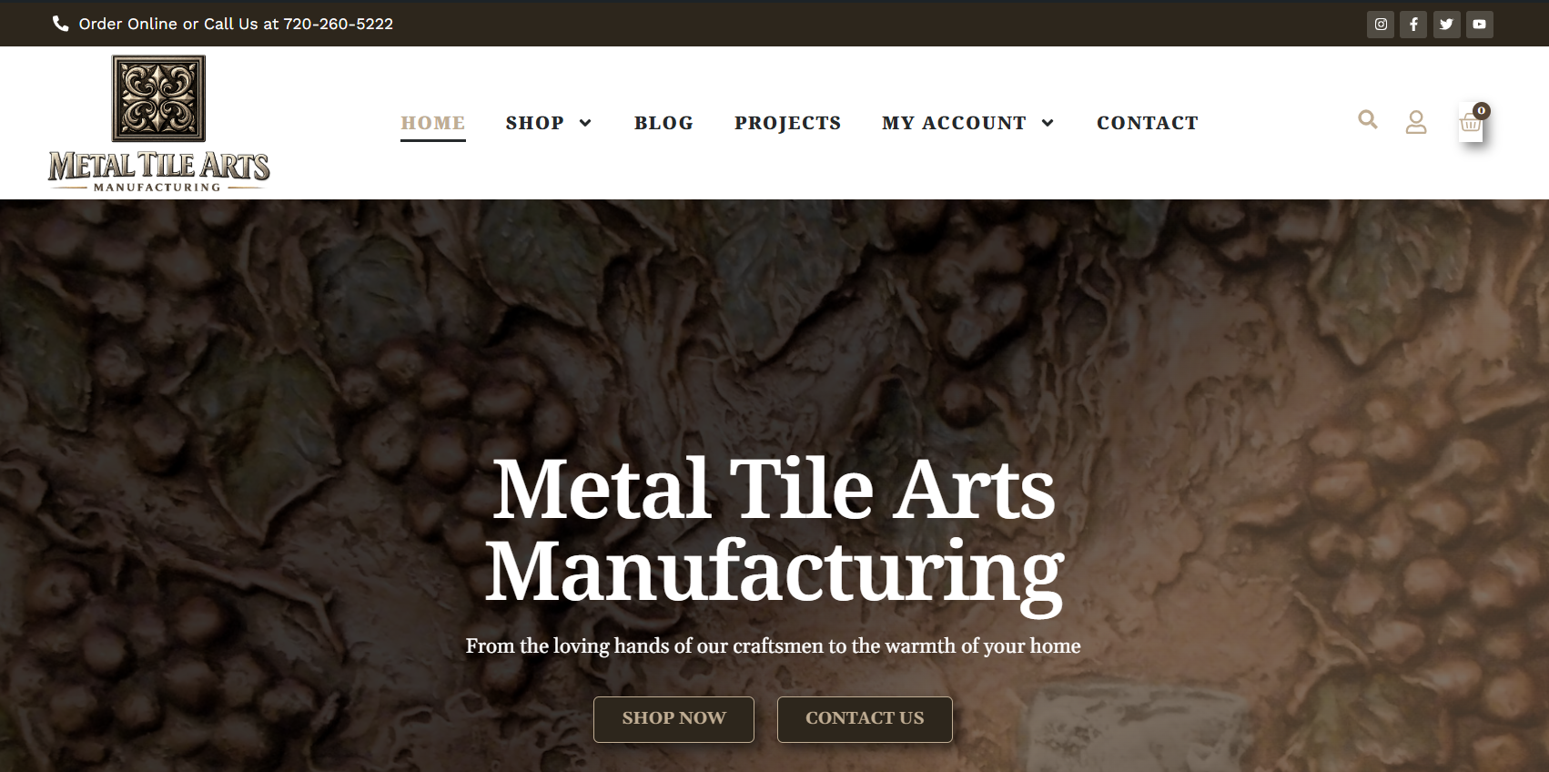 Metal Tile Arts Manufacturing website design by SkyPoint Studios