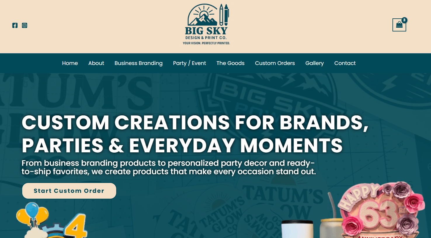 Big Sky Design & Print web design by SkyPoint Studios